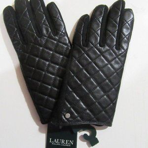 Womens Ralph Lauren Winter Gloves Touch Fingertip Operate Black Quilted NWT